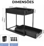 Organizador Multiuso Deslizante 2 Níveis: mais espaço, acesso fácil e organização para cozinha, banheiro e escritório. - Imagem 4
