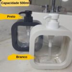 Dispenser sabonete líquido minimalista 500ml com visor transparente, design moderno e prático para banheiro, cozinha ou lavabo. - Imagem 4
