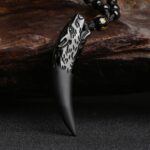 Colar Dente de Predador em Obsidiana Negra: proteção espiritual, força e equilíbrio, 70cm, unissex, com bolsa de veludo - Imagem 6