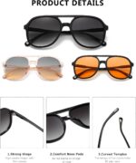 Pacote com 3 óculos de sol aviador retrô: estilo vintage, conforto leve e visual clássico para homens e mulheres - Imagem 3