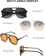 Pacote com 3 óculos de sol aviador retrô: estilo vintage, conforto leve e visual clássico para homens e mulheres - Imagem 4