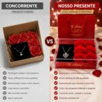 Kit Presente Dia dos Namorados com Caixa Acrílico, rosas, colar, touca de cetim e sacola Te Amo: presente romântico e completo. - Imagem 5