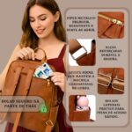 Mochila Bolsa Feminina Antifurto Média: charmosa, espaçosa e ideal para dia a dia, passeio, trabalho e faculdade - Imagem 5
