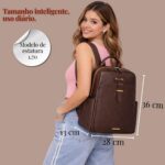 Mochila Bolsa Feminina Antifurto Média: charmosa, espaçosa e ideal para dia a dia, passeio, trabalho e faculdade - Imagem 6