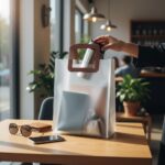 Sacola plástica transparente fosca com alça marrom: resistente, versátil e ideal para presentes e embalagens elegantes. - Imagem 3