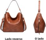 Bolsa feminina Boston de ombro em PU, elegante e casual, com bolso interno e fechamento em zíper, ideal para uso diário. - Imagem 3