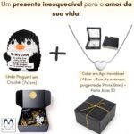 Kit Pinguim de Crochê e Colar de Coração: presente romântico premium para namorada e esposa, pronto para surpreender - Imagem 3