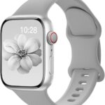 Pulseira esportiva de silicone para Apple Watch: confortável, ajustável e compatível com vários tamanhos.