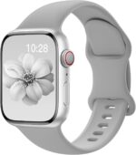 Pulseira esportiva de silicone para Apple Watch: confortável, ajustável e compatível com vários tamanhos.