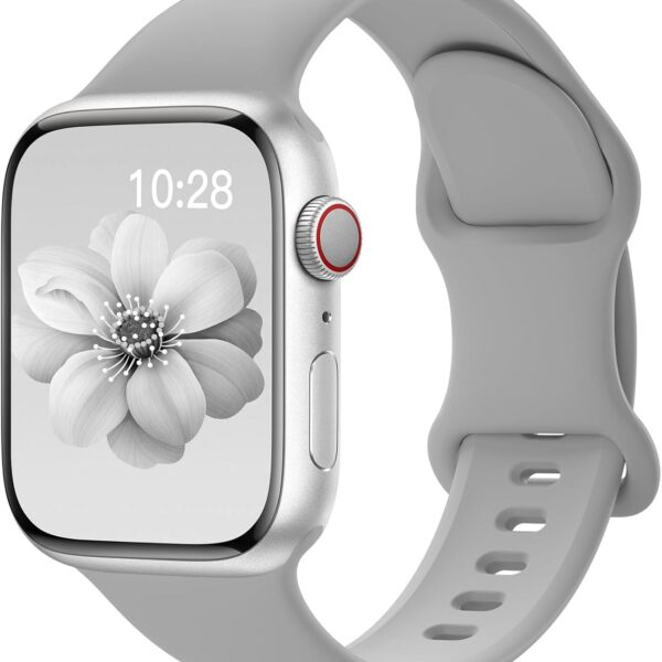 Pulseira esportiva de silicone para Apple Watch: confortável, ajustável e compatível com vários tamanhos.