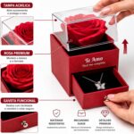 Kit Presente Dia dos Namorados com rosa, colar, touca de cetim e sacola premium pronta para presentear com charme e romantismo. - Imagem 8