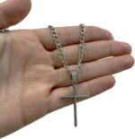 Corrente Masculina Grumet 60cm em Aço Inox 316L com Crucifixo Prateado, antialérgica e resistente, ideal para presente. - Imagem 5