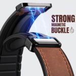 Pulseira Charlam magnética de couro e silicone para Apple Watch Ultra e Series, confortável, elegante e com ajuste perfeito. - Imagem 3