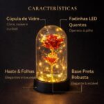 Rosa Encantada na Cúpula com LED: presente romântico e decoração exclusiva para namorada, casamento e aniversário. - Imagem 4