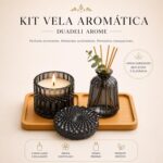 Kit DUADELI Mahal Noir: vela, difusor e bandeja em bambu para perfumar e decorar com sofisticação. - Imagem 3