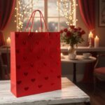 Sacola Coração Luxo Kraft 40x30cm com Alça Premium, ideal para presentes elegantes e especiais. - Imagem 4