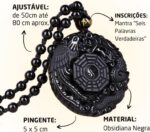 Colar Mapa da Fortuna em obsidiana negra: proteção, equilíbrio e prosperidade para uso unissex. - Imagem 3