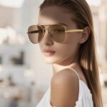 Óculos de sol aviador retrô grandes em metal dourado para mulheres e homens, estilo anos 70 com proteção e visual elegante - Imagem 4