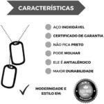 Corrente cordão com pingente militar em aço inox: resistente, unissex e ideal para uso diário. - Imagem 3