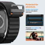 Pulseira Spigen WBF1 preta para Apple Watch, confortável e compatível com vários modelos 49mm a 42mm - Imagem 6