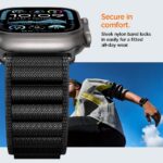 Pulseira Spigen WBF1 preta para Apple Watch, confortável e compatível com vários modelos 49mm a 42mm - Imagem 5