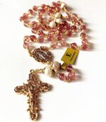 Rosário católico elegantmedical com contas de cristal e pérola real 10 mm, feito à mão e com caixa de presente - Imagem 6