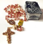 Rosário católico elegantmedical com contas de cristal e pérola real 10 mm, feito à mão e com caixa de presente - Imagem 8