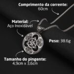 Colar Masculino Triquetra em Aço Inoxidável 60cm: amuleto celta de proteção e estilo, com bolsa de veludo. - Imagem 3