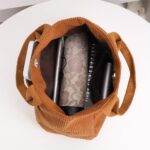 Bolsa de veludo cotelê leve e durável para uso diário, trabalho, praia, viagem e compras, estilo casual unissex - Imagem 3