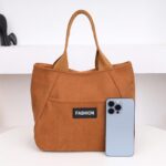 Bolsa de veludo cotelê leve e durável para uso diário, trabalho, praia, viagem e compras, estilo casual unissex - Imagem 6