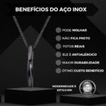 Colar Corrente Retângulo Torcido em Aço Inox Preto: estilo moderno, durável e ideal para homens e mulheres. - Imagem 3