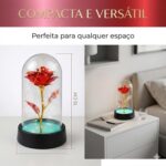 Luminária Flor Rosa Encantada na Cúpula com LED: presente romântico durável para decorar quarto e sala. - Imagem 4