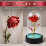 Luminária Flor Rosa Encantada na Cúpula com LED: presente romântico durável para decorar quarto e sala. - Imagem 5