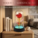 Luminária Flor Rosa Encantada na Cúpula com LED: presente romântico durável para decorar quarto e sala. - Imagem 9