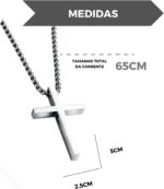 Corrente colar com pingente de cruz em aço inox, estilo masculino, resistente e elegante para uso diário. - Imagem 6