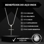 Kit Corrente Rabo Rato com Cruz e Pulseira em Aço Inox 316: presente masculino elegante e resistente. - Imagem 5