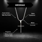 Kit Corrente Rabo Rato com Cruz e Pulseira em Aço Inox 316: presente masculino elegante e resistente. - Imagem 6
