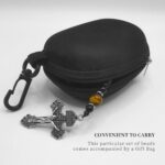 Rosário de pedra vulcânica para homens: colar católico com medalha, cruz e contas pretas artesanais, ideal para presente. - Imagem 4