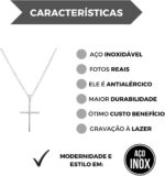 Colar cordão masculino com crucifixo em aço inox, 50 cm, estilo durável para uso diário. - Imagem 3