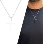 Colar cordão masculino com crucifixo em aço inox, 50 cm, estilo durável para uso diário. - Imagem 7