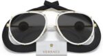Versace VE 2232: óculos aviador branco com lente cinza, estilo vintage e design premium feminino. - Imagem 4