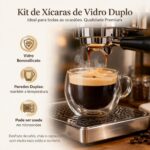 4 Xícaras de Vidro Dupla Parede 150ml: isolamento térmico, borossilicato e design elegante para café, chá e presente sofisticado. - Imagem 4