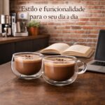 4 Xícaras de Vidro Dupla Parede 150ml: isolamento térmico, borossilicato e design elegante para café, chá e presente sofisticado. - Imagem 6
