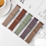 Kit com 5 pulseiras elásticas de nylon para Apple Watch, ajuste confortável e compatibilidade com vários modelos e tamanhos. - Imagem 4