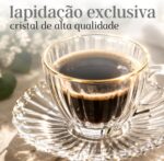 Jogo de Xícaras com Pires de Cristal 6 Unidades com Borda Dourada: elegância para café, chá e mesa posta sofisticada. - Imagem 5