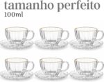 Jogo de Xícaras com Pires de Cristal 6 Unidades com Borda Dourada: elegância para café, chá e mesa posta sofisticada. - Imagem 6