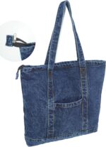 Sacola reutilizável YunZh de lona e jeans, resistente e prática para compras e viagens - Imagem 3