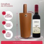 Porta Vinho Luxo Couro Sintético Premium Caramelo: elegante, seguro e ideal para presentear com sofisticação. - Imagem 5