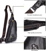 Bolsa Pundarika em couro genuíno unissex: compacta, casual e ideal para ombro, peito e transversal no dia a dia. - Imagem 6