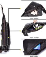 Bolsa Pundarika em couro genuíno unissex: compacta, casual e ideal para ombro, peito e transversal no dia a dia. - Imagem 7